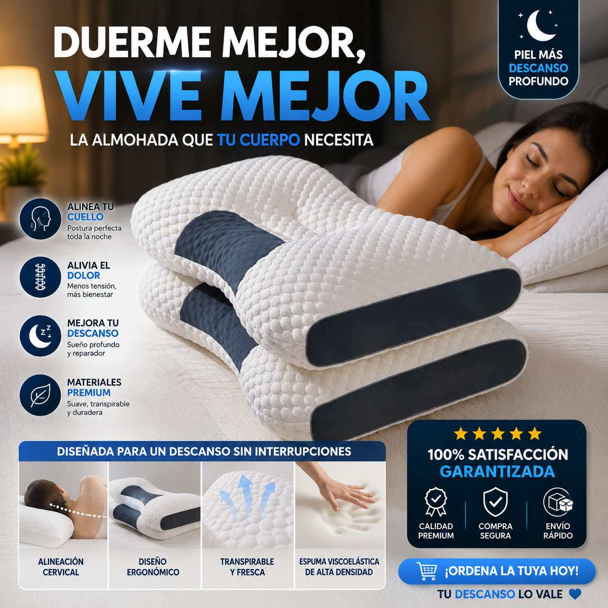 Pack Almohada Cervical Ergonómica | Soporte y Comodidad al Dormir